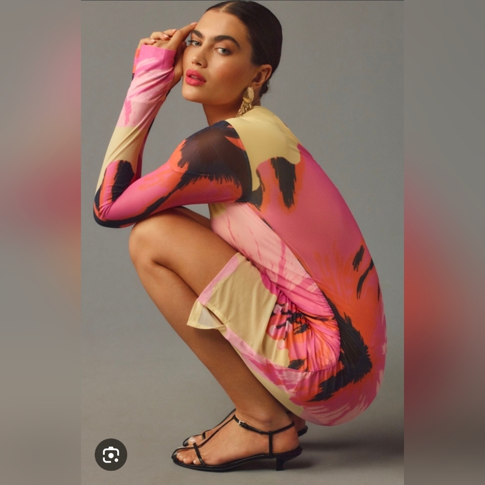 FARM Rio Pink and Yellow Mini Dress